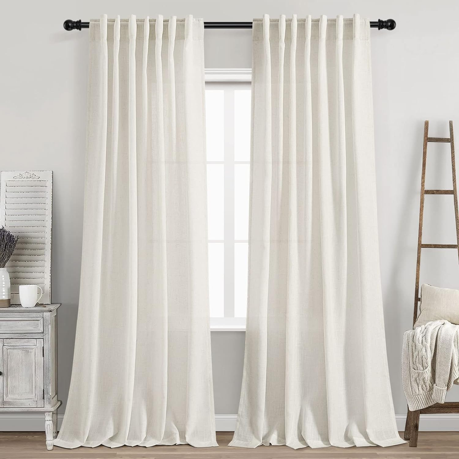 Cream Linen Back Tab Curtains  - огляд і ціна Privacy Filter 2Pack
