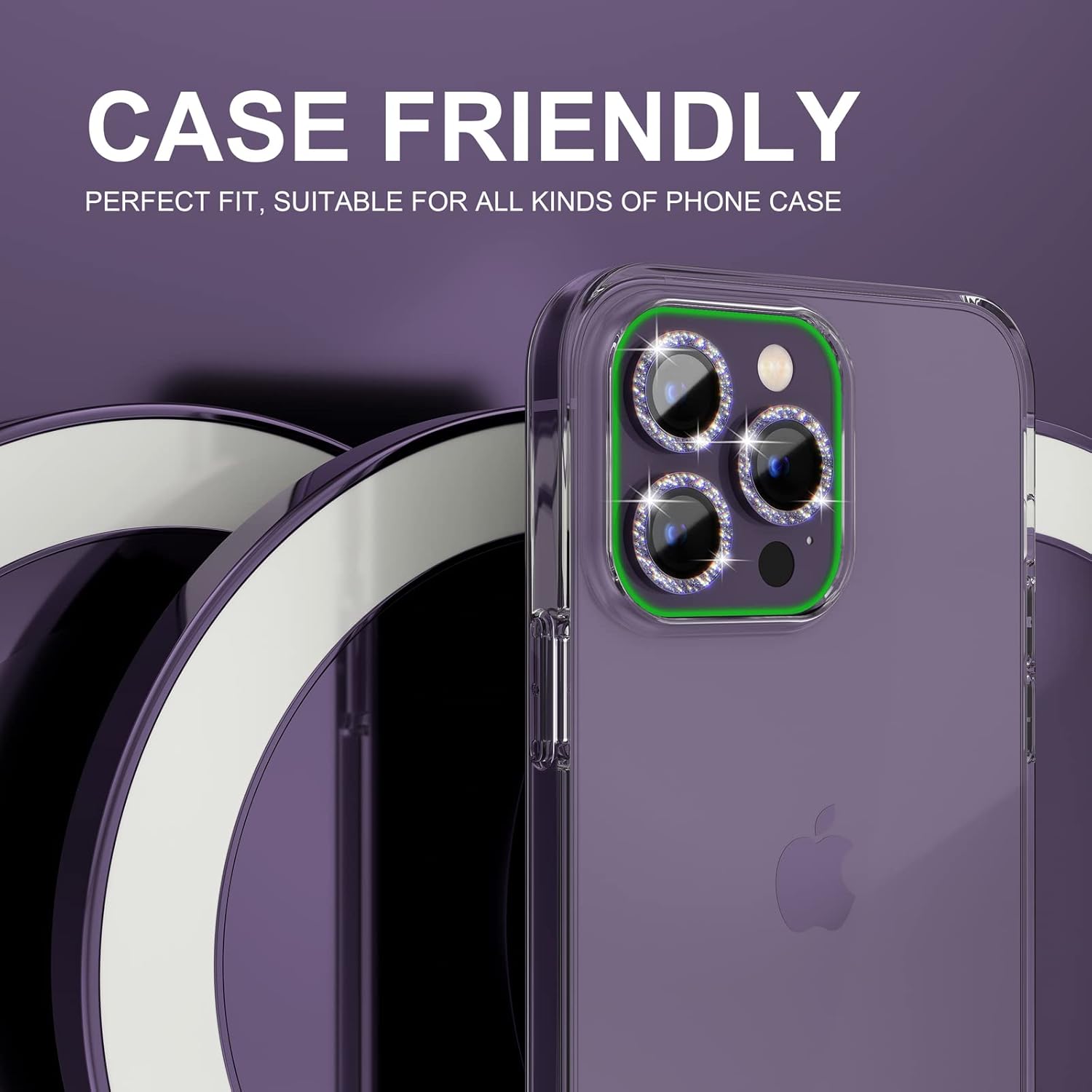 1Set Bling Glitter Purple Came - огляд і ціна Tempered Glass Screen 9H